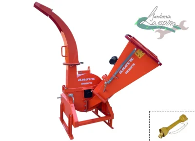 Biotrituradora para tractor ANOVA BIO100PTO con tolva de entrada y tubo de salida giratorio