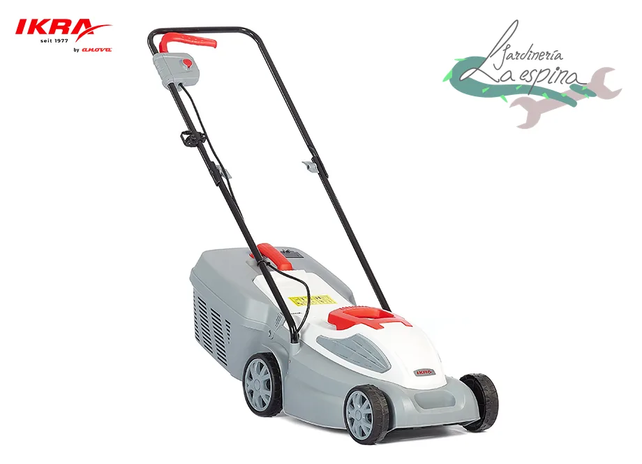 Cortacésped eléctrico ANOVA IKRA CE1400N de 34 cm con recogedor rígido y asa plegable
