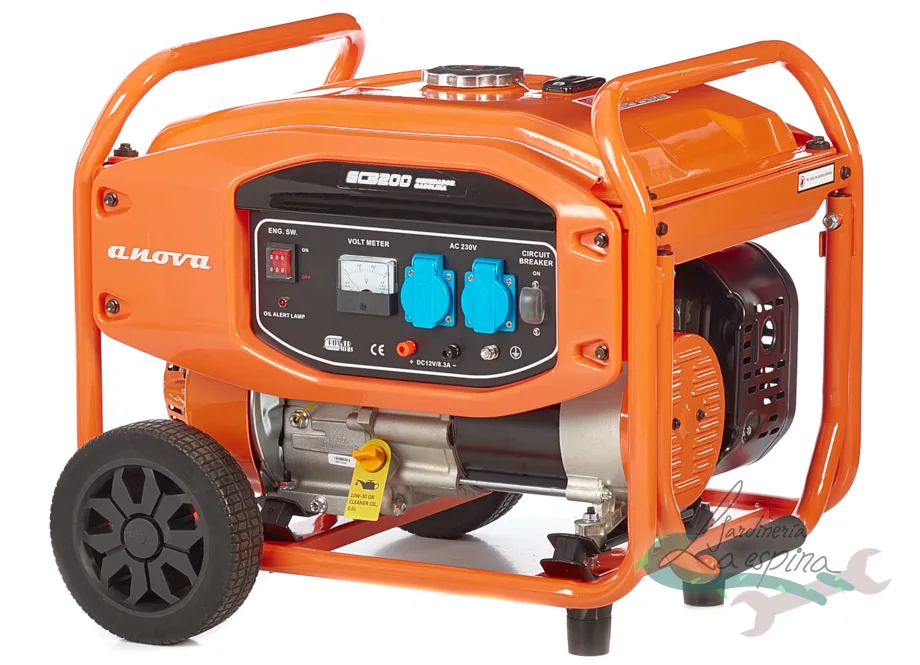 Generador de gasolina ANOVA GC3200 con regulador AVR, chasis protector y ruedas