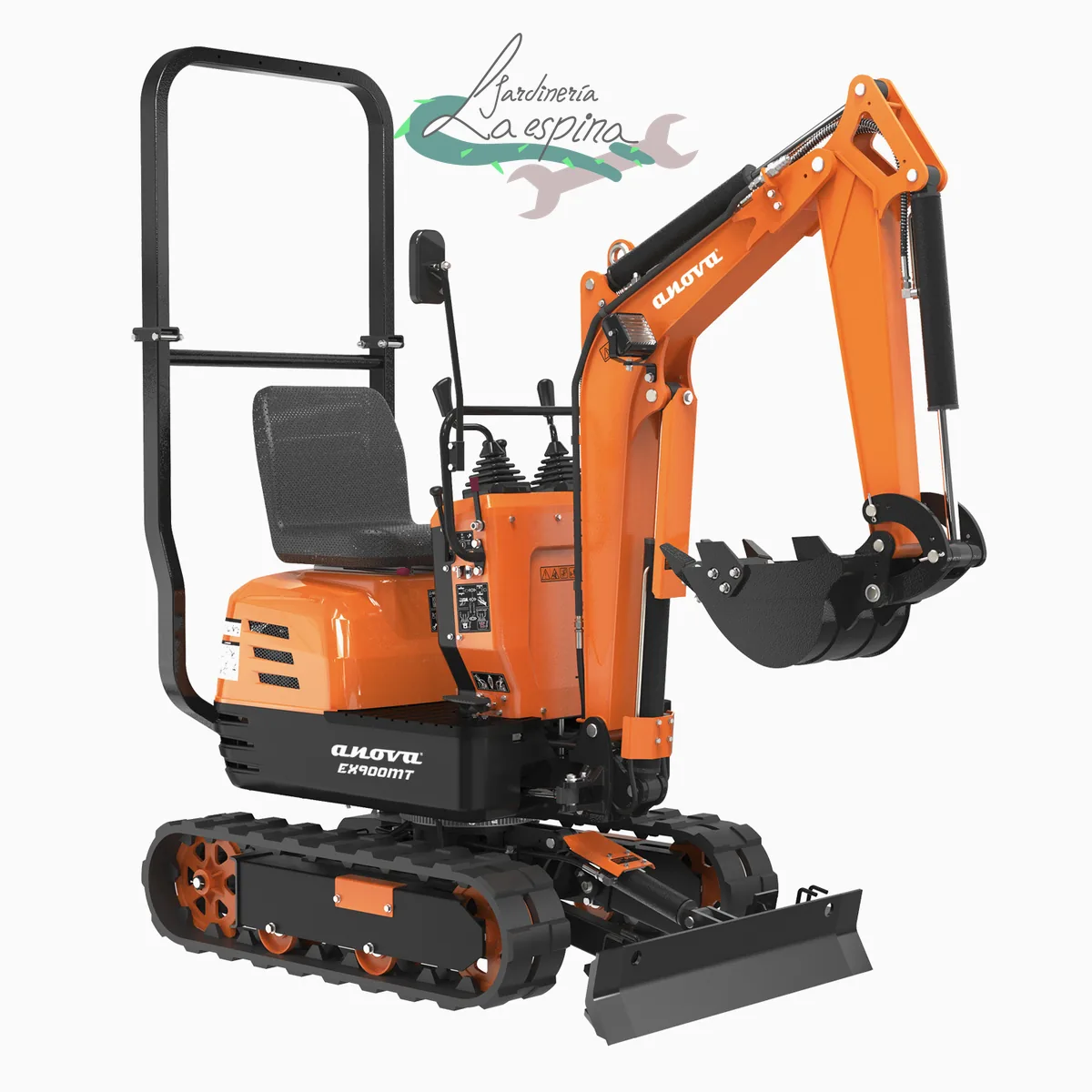 Miniexcavadora de orugas ANOVA EX900MT con pluma orientable y cazo de 31 cm