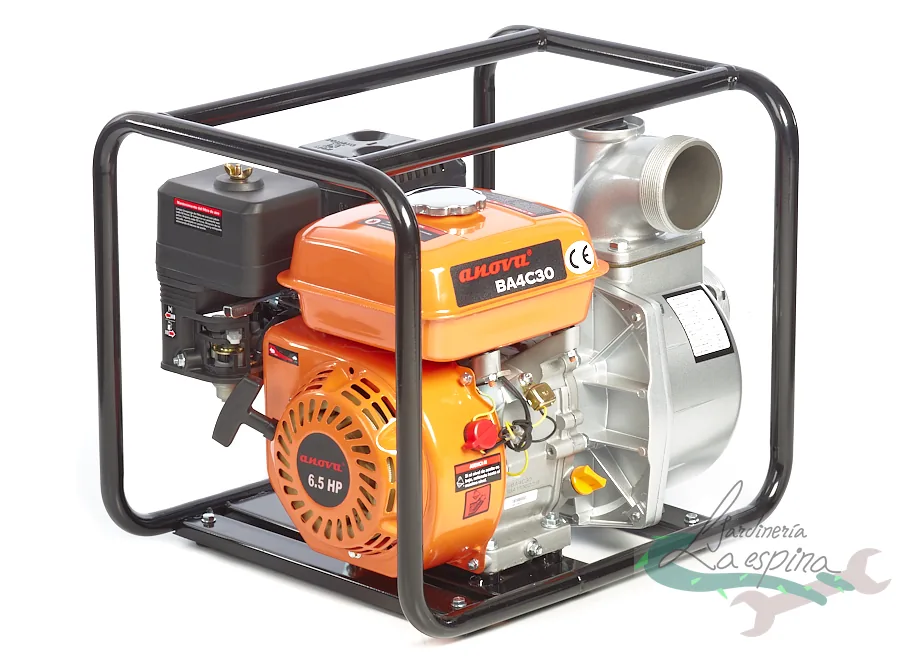 Motobomba de gasolina ANOVA BA4C30 de 3 pulgadas con motor de 4 tiempos y bastidor